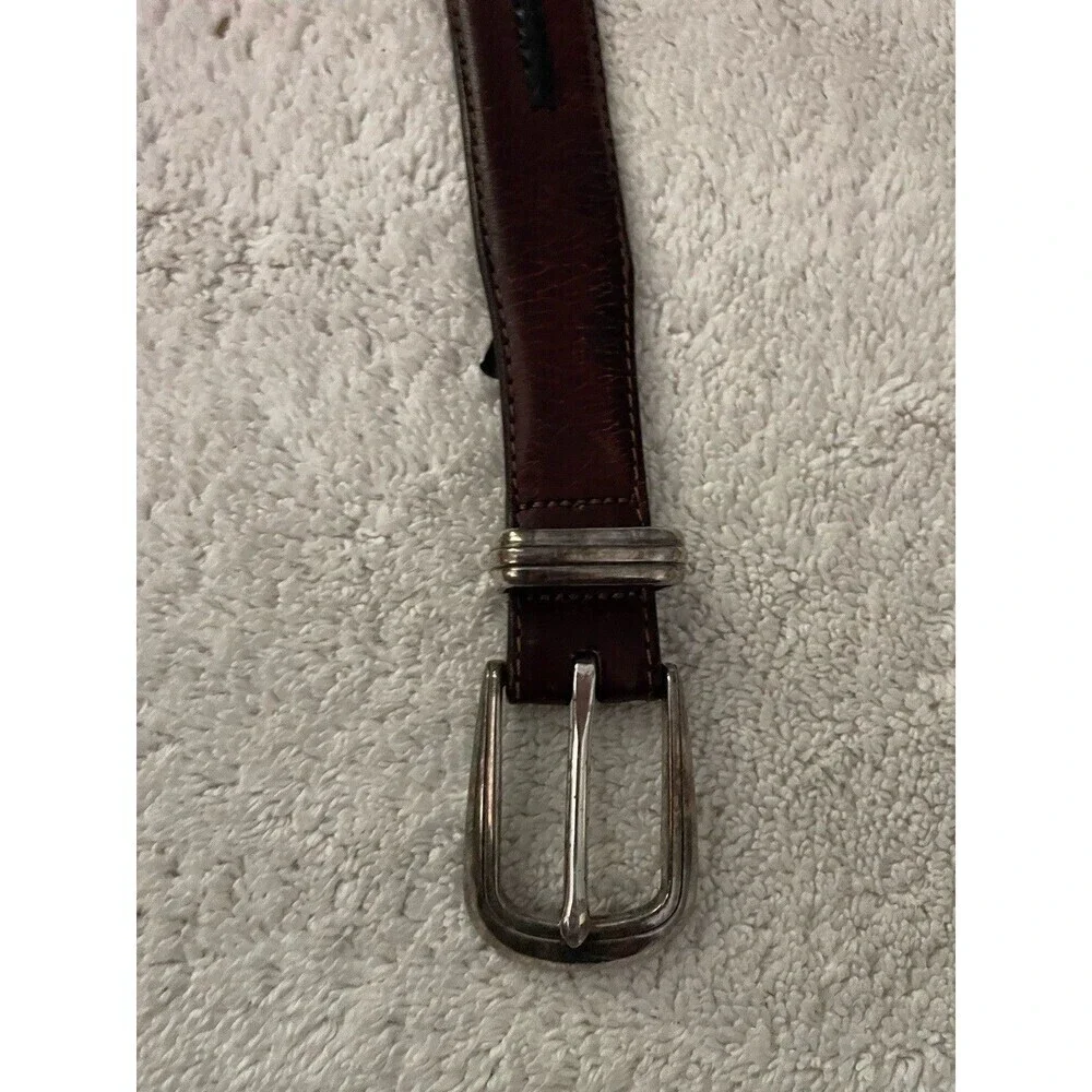 Onyx By Brighton Brown and Black Leather Silver Medallions Golf Swing Belt Sz 36
